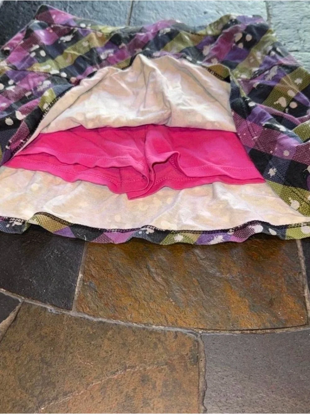 Falls Creek Pink Plaid-Trim Mini Skirt